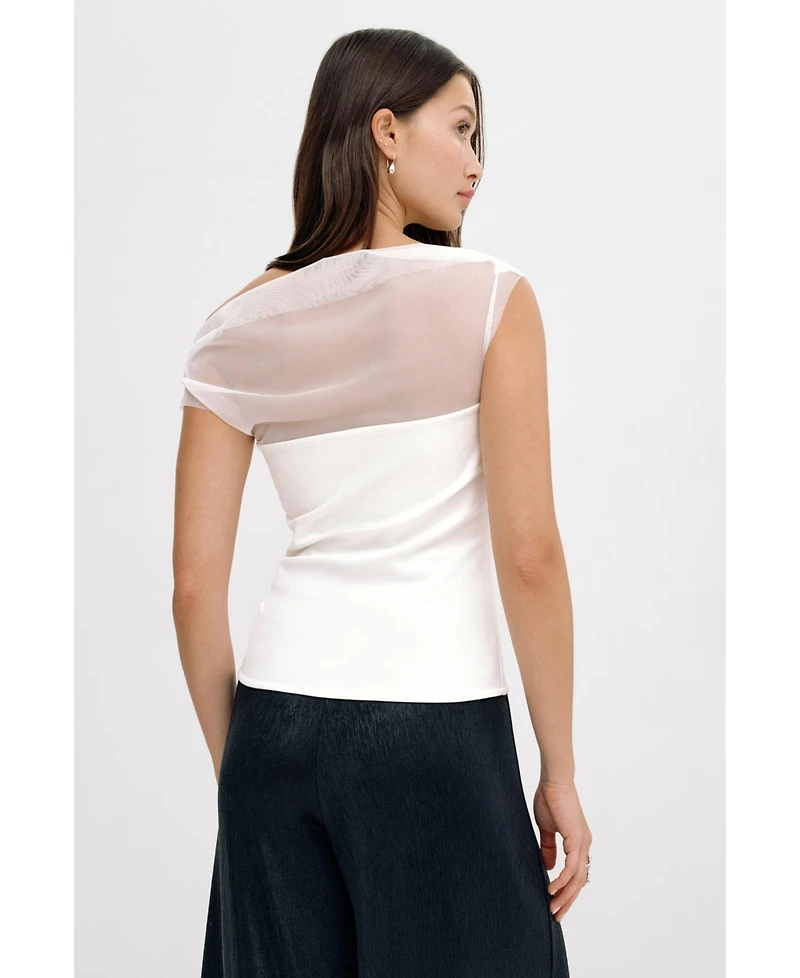 Marcella Women's Cabrini Draped-Mesh One-Shoulder Convertible Jersey Top
