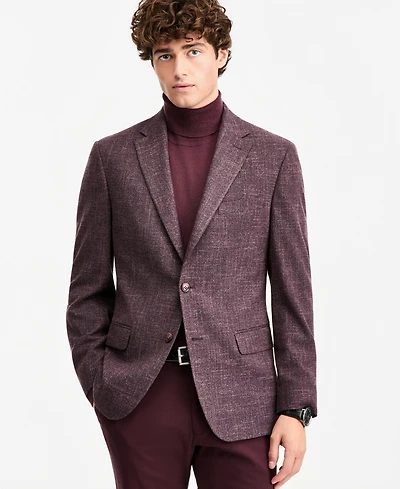 Tommy Hilfiger Men's Modern-Fit Burgundy Solid Sport Coat
