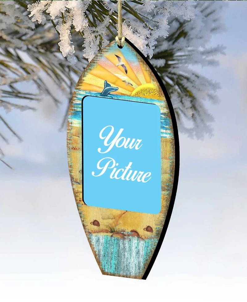 Designocracy Surfboard Picture Frame Ornament Set of 2