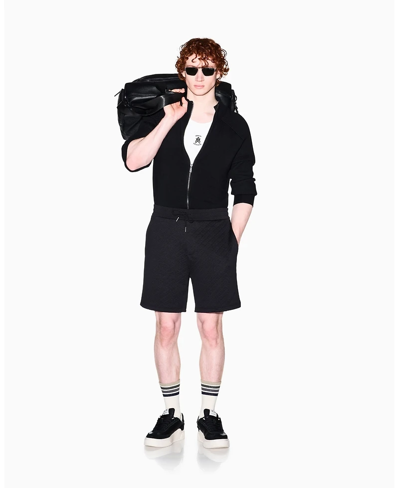 A|X Armani Exchange Men's Jacquard Allover Logo Fleece Short