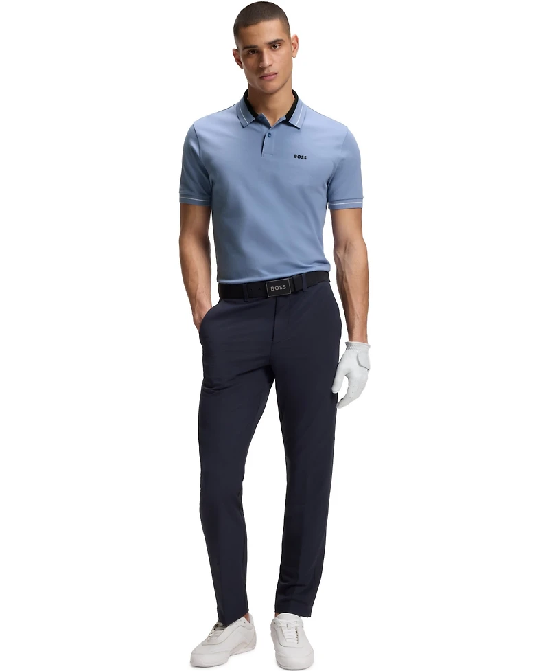 Boss by Hugo Men's Stretch-Cotton Stripe Trims Polo Shirt