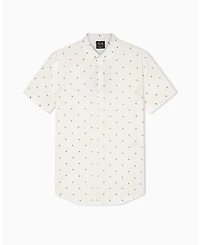 A|X Armani Exchange Men's Short Sleeve Poplin Allover logo Print Button Down Shirt