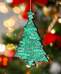Designocracy Merry Christmas Tree Wooden Ornaments, Set of 2