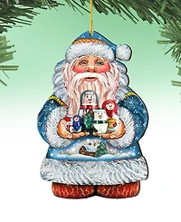 Designocracy Matreshkas Santa Wooden Christmas Ornament Set of 2