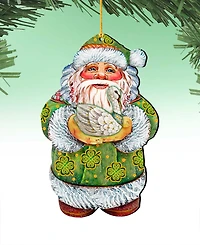 Designocracy Celtic Swan Santa Wooden Christmas Ornament Set of 2