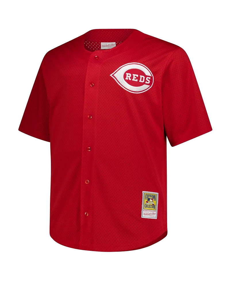 Mitchell & Ness Men's Deion Sanders Red Cincinnati Reds Big Tall Cooperstown Mesh Batting Practice Jersey