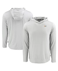Cutter & Buck Men's Gray Miami Hurricanes Coastline Epic Comfort Eco Long Sleeve Hoodie T-Shirt
