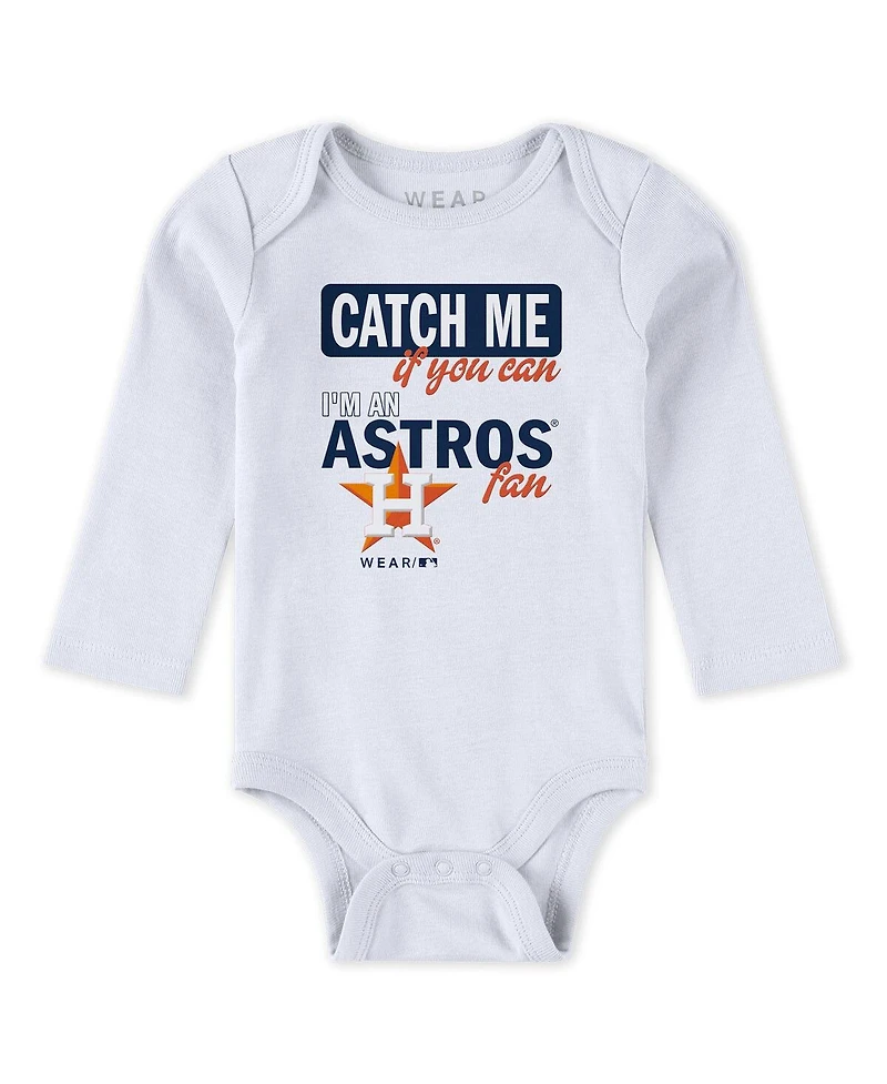 Wear by Erin Andrews Baby Boys and Girls 3-Piece Heather Gray/White/Navy Houston Astros Turn Me Around Bodysuits Pants Set
