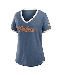 Fanatics Women's Navy San Diego Padres Cooperstown Collection Vintage Play V-Neck T-Shirt