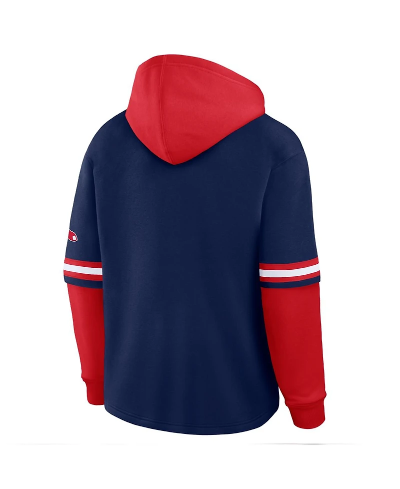 Fanatics Men's Navy/Red Boston Red Sox Oversized Fire Speed Layered Hoodie