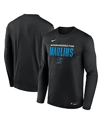 Nike Men's Black Miami Marlins Authentic Collection Legend Dri-fit Long Sleeve T-Shirt