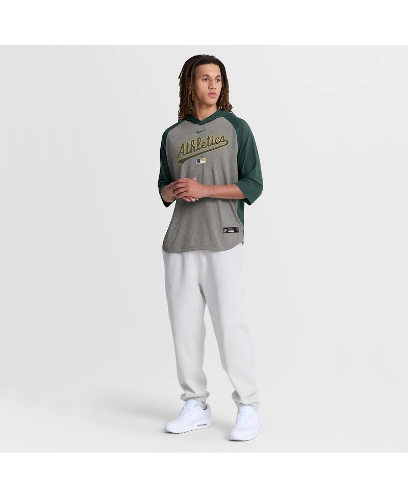 Nike Men's Green Athletics Authentic Collection Flux Dri-fit Raglan 3/4-Sleeve Hooded T-Shirt