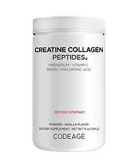 Codeage Creatine Collagen Peptides, Biotin, Magnesium, Hyaluronic Acid, Vit C, Vanilla Flavor, 15 oz