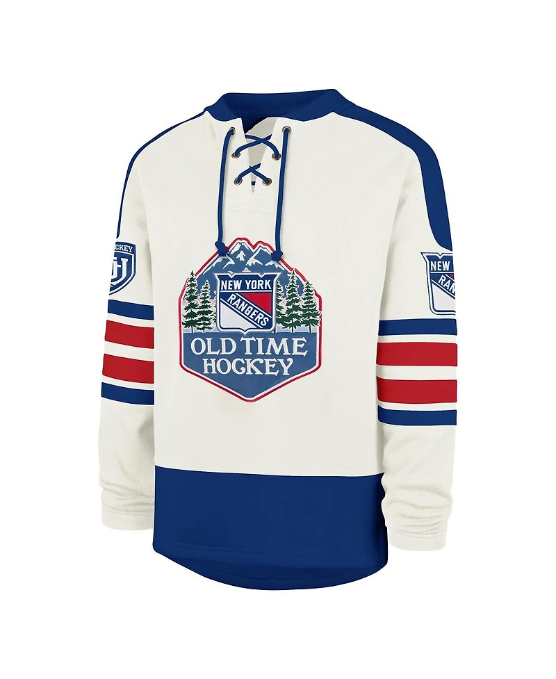 '47 Brand Men's Cream New York Rangers Pond Hockey Trio Eternal Lacer Sweatshirt