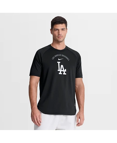 Nike Men's Black Los Angeles Dodgers Authentic Collection Batting Practice Pre-Game Raglan Dri-fit T-Shirt