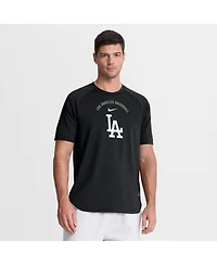 Nike Men's Black Los Angeles Dodgers Authentic Collection Batting Practice Pre-Game Raglan Dri-fit T-Shirt