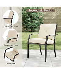 4 Pieces Outdoor Dining Set with Removable Cushions and Rustproof Steel Frame