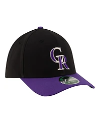 New Era Men's Black Colorado Rockies Alternate Player Replica 39THIRTY M-Crown Flex Hat