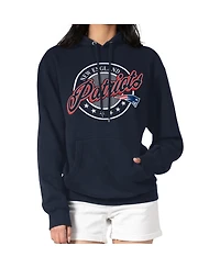 G-iii 4Her by Carl Banks Women's Navy New England Patriots Pinstripe Circle Fleece Pullover Hoodie