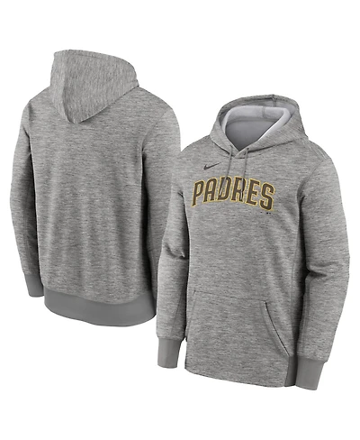 Nike Men's Heather Gray San Diego Padres Primary Wordmark Therma Hoodie