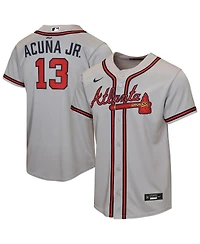 Nike Big Boys and Girls Ronald Acuna Jr. Gray Atlanta Braves Road Replica Jersey