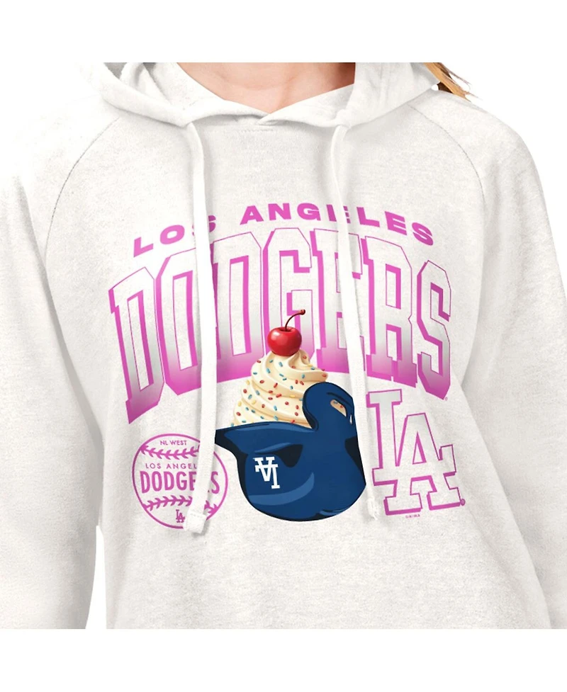 G-iii 4Her by Carl Banks Women's Cream Los Angeles Dodgers Ice Angel Raglan Fleece Hoodie