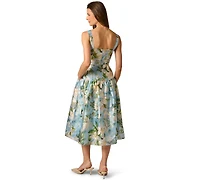 Adrianna Papell Women's Shirred Square Neck Midi Dress