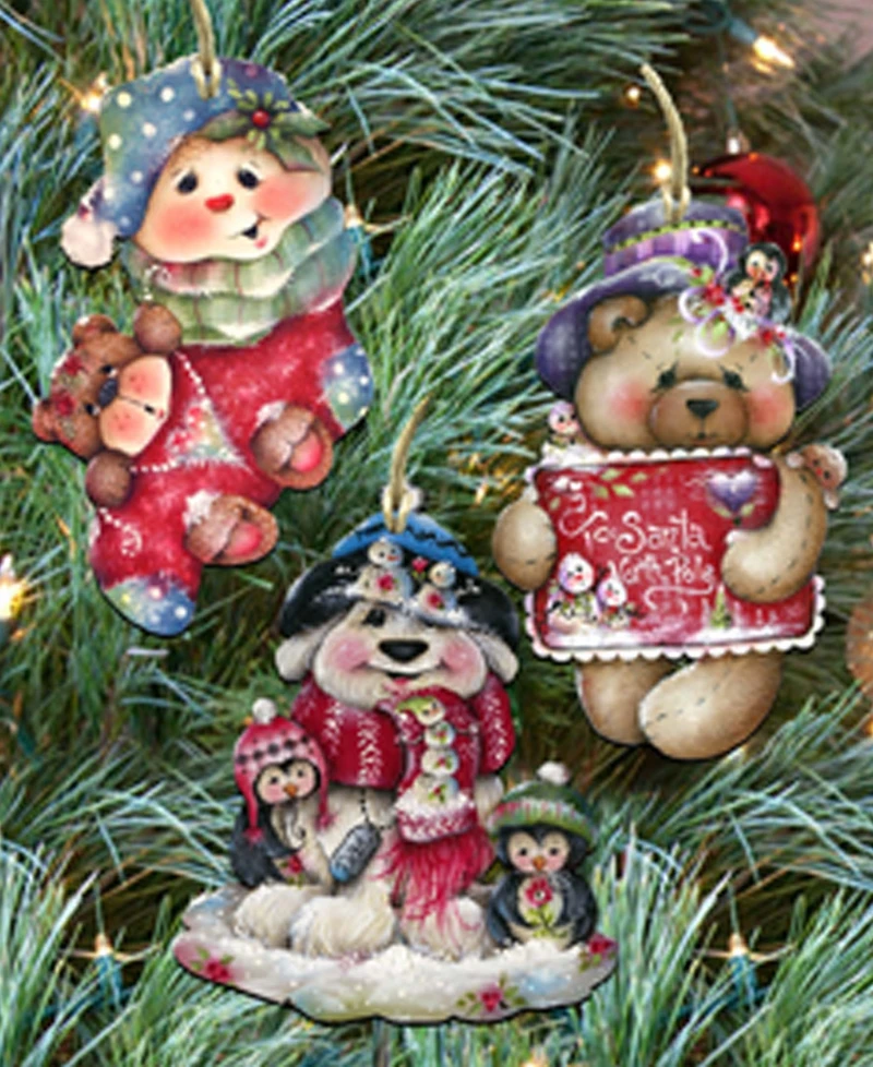 Designocracy Christmas by Jamie Mills Price Holiday Wooden Ornaments, Set of 3