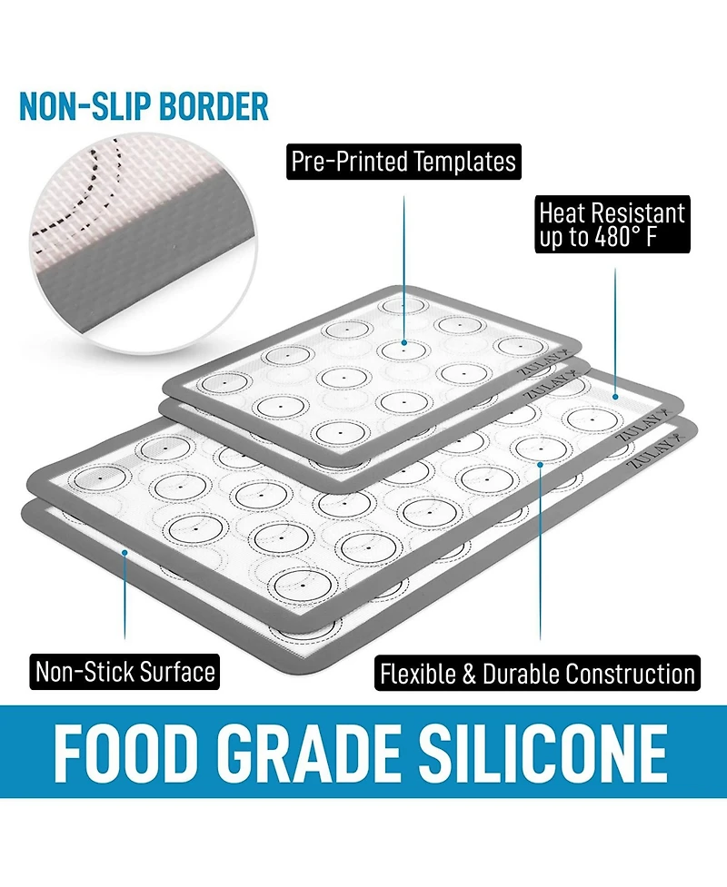 Macaron Silicone Baking Mats 4-Pc