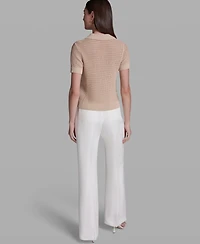 Bcbg Women's Short-Sleeve Button Front Collared Polo Top