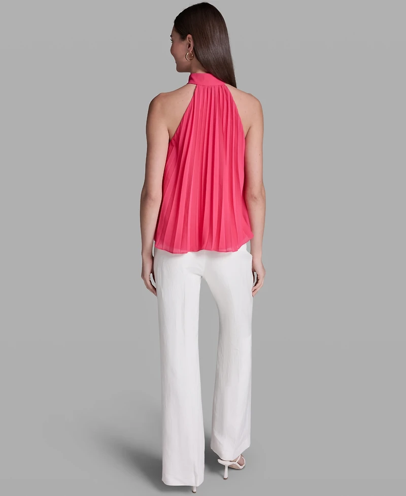 Bcbg Women's Pleated Halter Neck Sleeveless Top