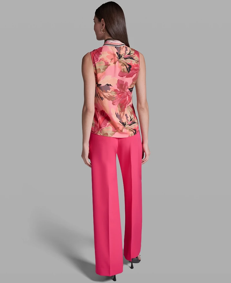 Bcbg Women's Printed Tie-Neck Sleeveless Top