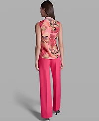 Bcbg Women's Printed Tie-Neck Sleeveless Top