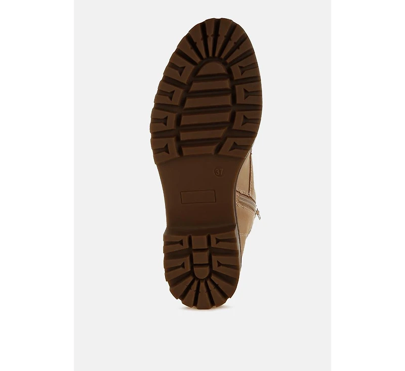 London Rag Mahisha Knitted Collar Zip-Up Hiker Boots