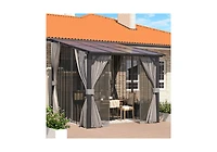 Aecojoy 10'x10' Wall Gazebo with Curtains and Mosquito Netting