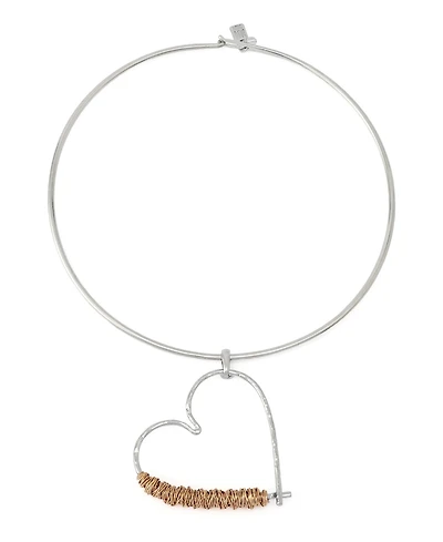 Robert Lee Morris Soho Two-Tone Heart Pendant Wire Necklace