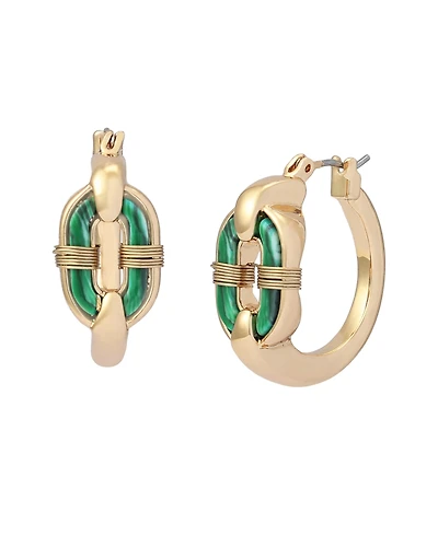 Robert Lee Morris Soho Malachite Link Huggie Earrings