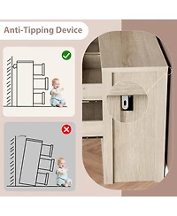 gaomon Rattan 6 Drawer Dresser Natural Wood Deep Storage Metal Handles for Bedroom and Living Room