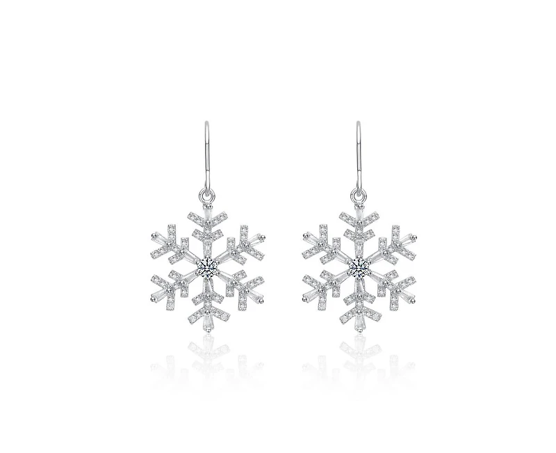 Genevive Chic Cz Snowflake Drop Earrings