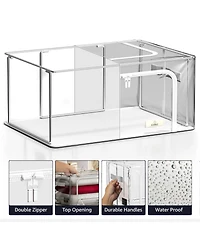 Sorbus Small Foldable Clear Plastic Storage Bags with Metal Frame & Carry Handles Organization for Bedding Linen & Clothing