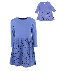 Leveret Big Girls Matching Doll 100% Cotton Long Sleeve Skirt Dress