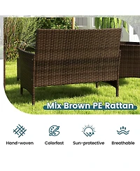 Costway 4 Pc. Patio Furniture Set with Washable Cushions and Tempered Glass Coffee Table