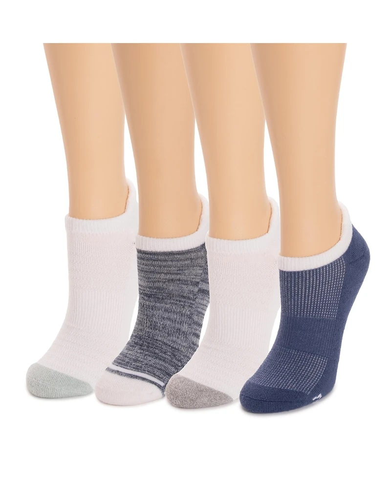 Muk Luks Women's Dream Step Sporty Low Cut Ankle Socks, 4 Pair Pack