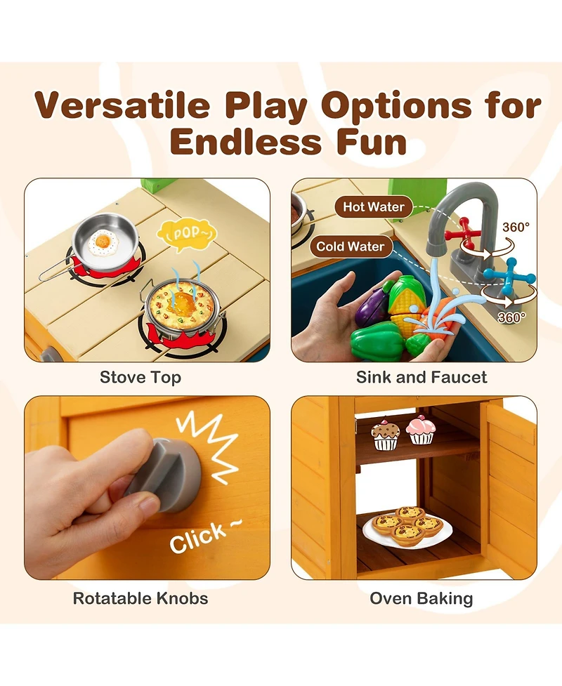 Mecale Outdoor Mud Kitchen Playset for Boys & Girls 3+ Years, Safe and Fun Pretend Toy