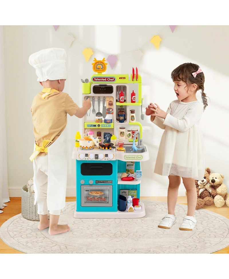 Mecale Kids Kitchen Playset, Pretend Play Kitchen with Realistic Lights & Sounds for Imaginative Play