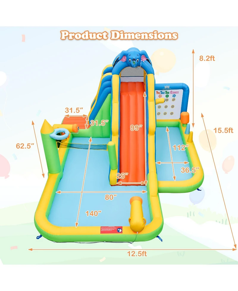 Mecale 9-in-1 Giant Inflatable Water Slide Park for Kids, 735W Blower Included