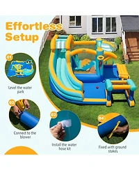 Mecale Inflatable Water Slide Bounce House Jump Castle with 735W Blower Included