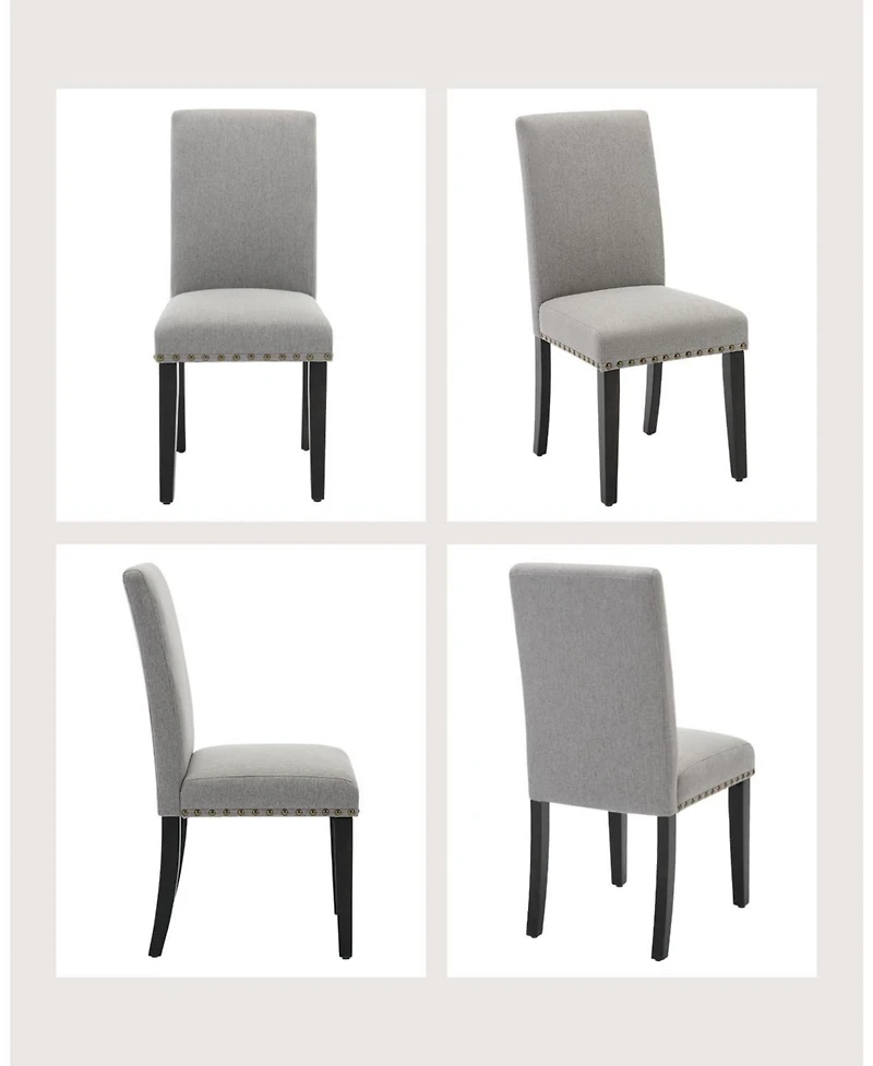 gaomon Dining Chairs Set of 6, Upholstered Fabric Chairs with Nailhead Trim & Wood Legs