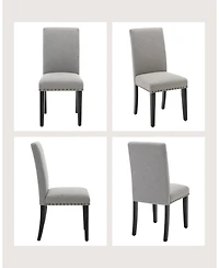gaomon Dining Chairs Set of 6, Upholstered Fabric Chairs with Nailhead Trim & Wood Legs
