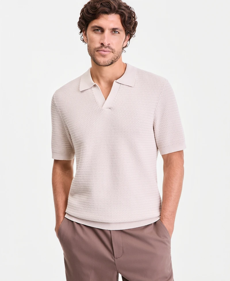 Alfani Men's Short-Sleeve Eyelet Sweater Shirt, Macy's Exclusive